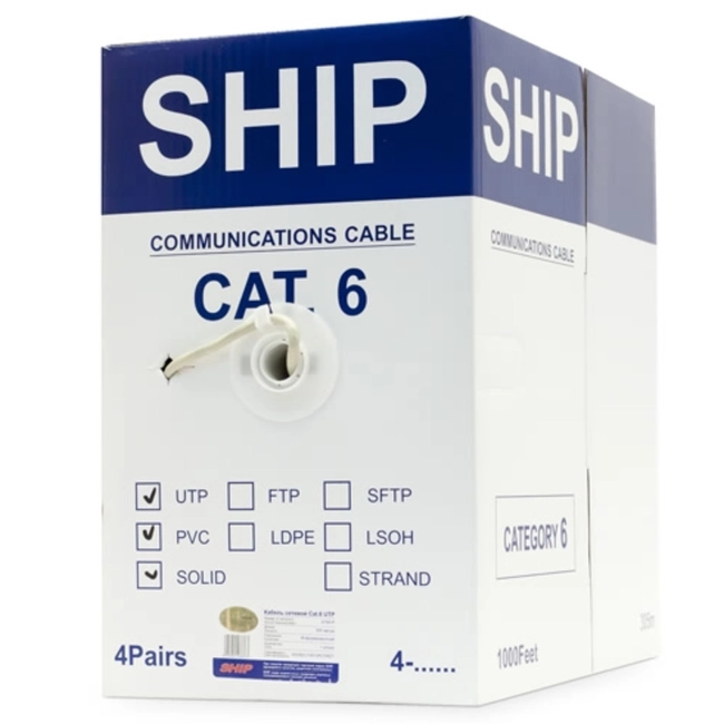 Кабель витая пара SHIP Кабель сетевой, SHIP, D165-P, Cat.6, 305 м/б