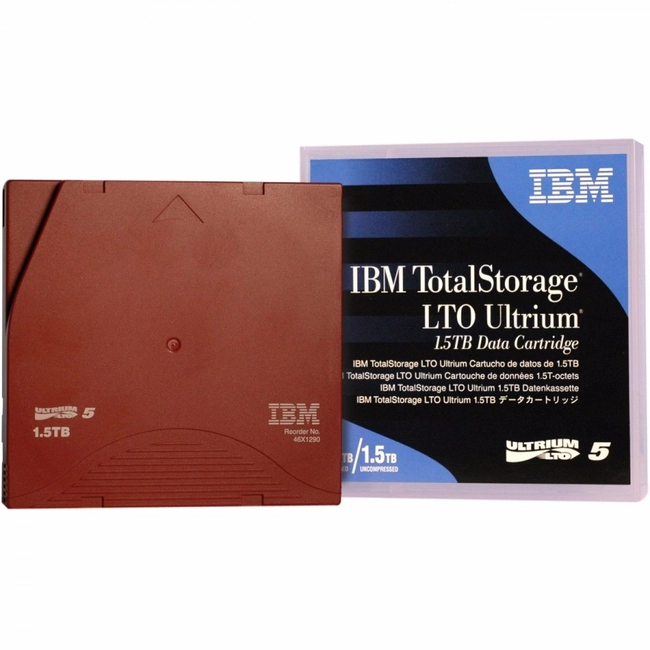 Ленточный носитель информации IBM Ultrium LTO5 Tape Cartridge 1.5TB 46X1290L (LTO-5, 1 шт, С наклейками)