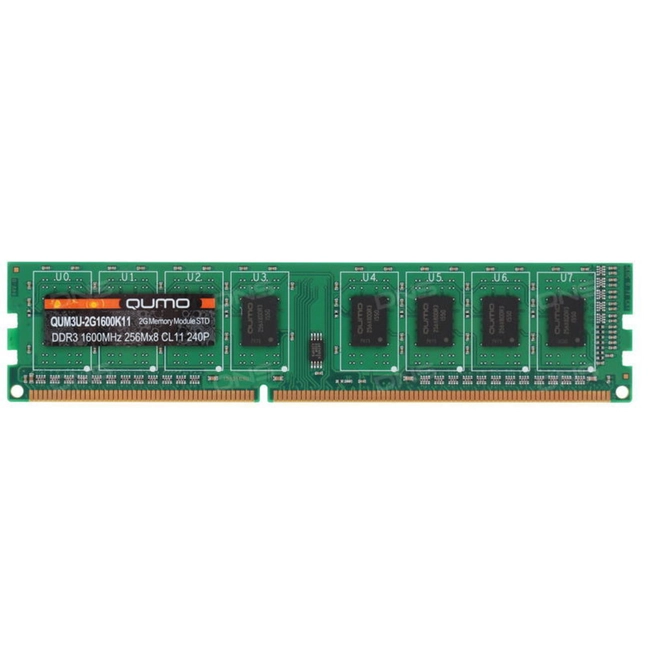 ОЗУ Qumo DDR3 DIMM 2GB (PC3-12800) 1600MHz QUM3U-2G1600T11 (DIMM, DDR3, 2 Гб, 1600 МГц)