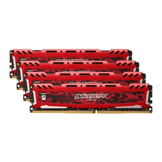 ОЗУ Crucial Ballistix Sport LT Red 64GB Kit BLS4K16G4D30AESE (DIMM, DDR4, 64 Гб (4 х 16 Гб), 3000 МГц)