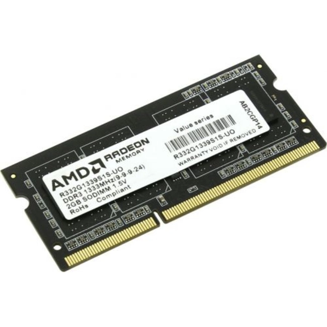 ОЗУ AMD 2GB AMD DDR3 1333 SO DIMM R332G1339S1S-UO (SO-DIMM, DDR3, 2 Гб, 1333 МГц)