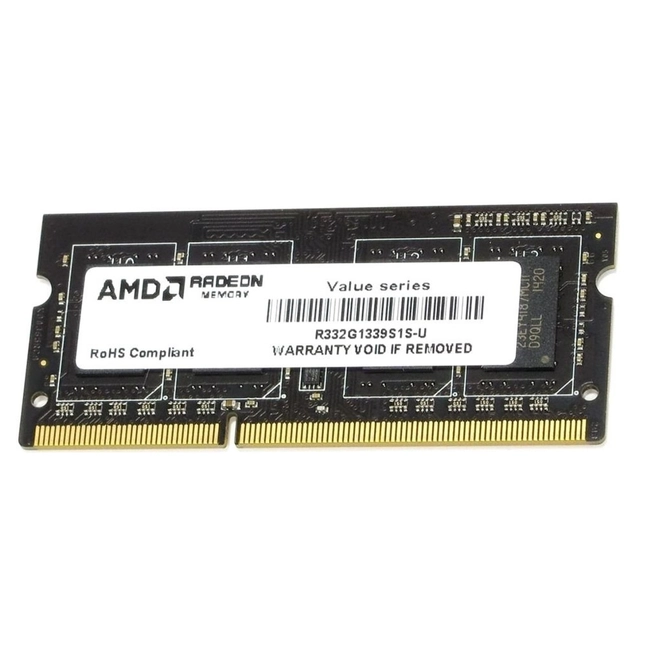 ОЗУ AMD 2GB Radeon™ DDR3 1333 SO DIMM R3 Value Series Black R332G1339S1S-U (SO-DIMM, DDR3, 2 Гб, 1333 МГц)