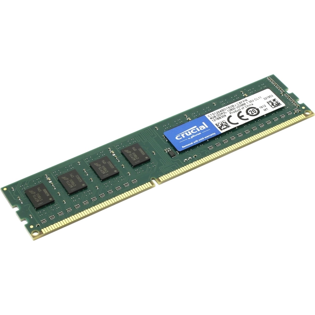 ОЗУ Crucial DDR3L 4GB 1600MHz UDIMM CT51264BD160B (DIMM, DDR3, 4 Гб, 1600 МГц)