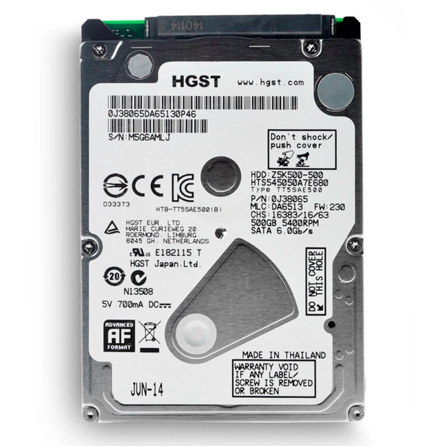Внутренний жесткий диск HGST Travelstar Z5K500 HTS545050A7E680 (HDD (классические), 500 ГБ, 2.5 дюйма, SATA)