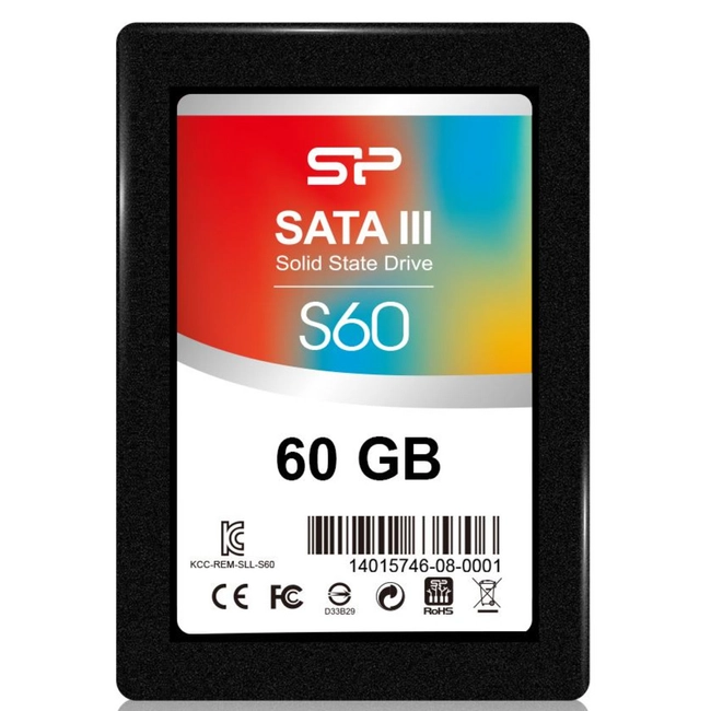 Внутренний жесткий диск Silicon Power Slim S60 SP060GBSS3S60S25 (SSD (твердотельные), 60 ГБ, 2.5 дюйма, SATA)
