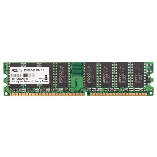 ОЗУ Foxline DIMM 1GB 400 DDR FL400D1U3-1G (DIMM, DDR3, 1 Гб, 400 МГц)