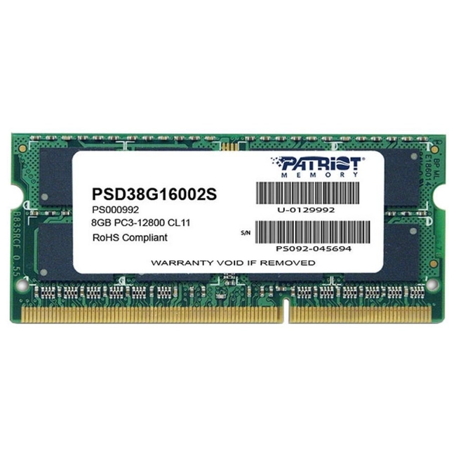 ОЗУ Crucial 4GB PC12800 DDR3 PSD34G16002S (SO-DIMM, DDR3, 4 Гб, 1600 МГц)