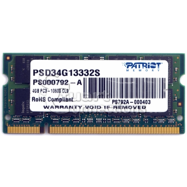 ОЗУ Patriot 4 ГБ PSD34G13332S (SO-DIMM, DDR3, 4 Гб, 1333 МГц)