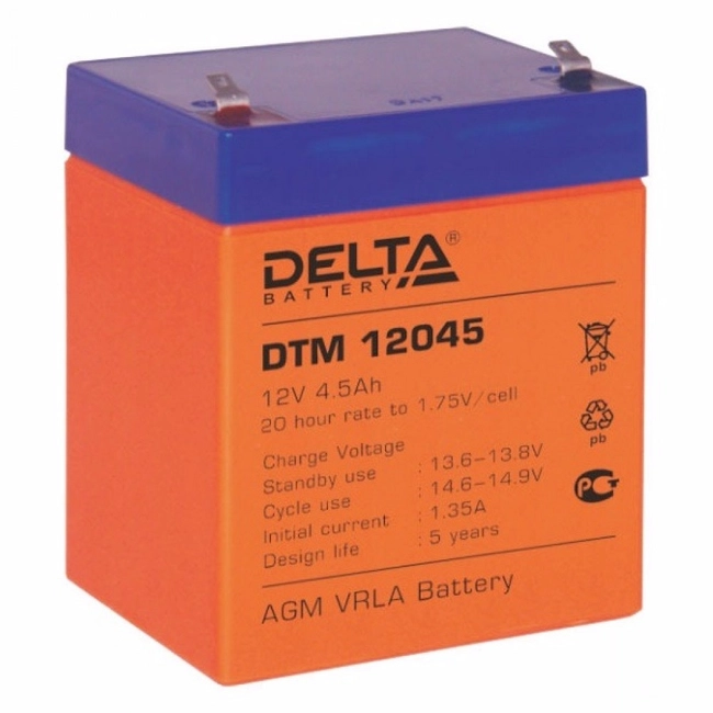 Сменные аккумуляторы АКБ для ИБП Delta Battery DTM 12045 12V4.5Ah (12 В)